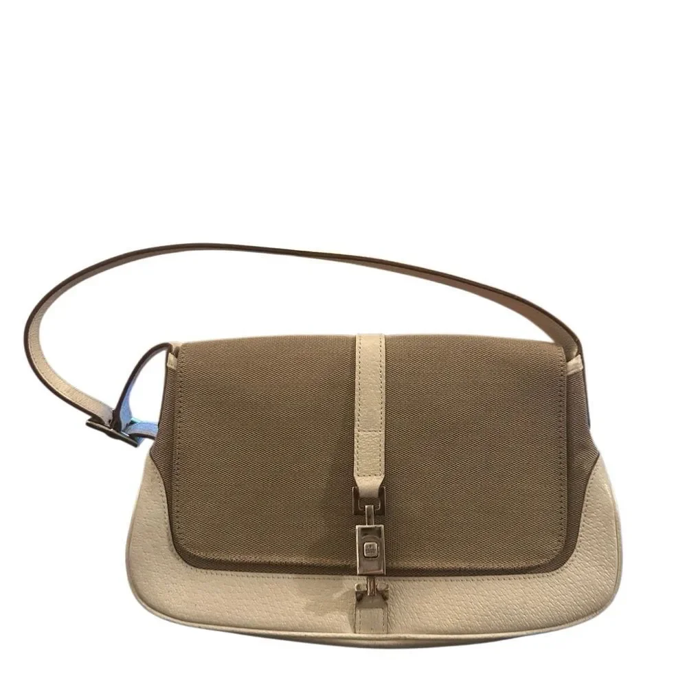Gucci Tan and Cream Jackie Shoulder Bag with piston lock - Picture 3 of 15